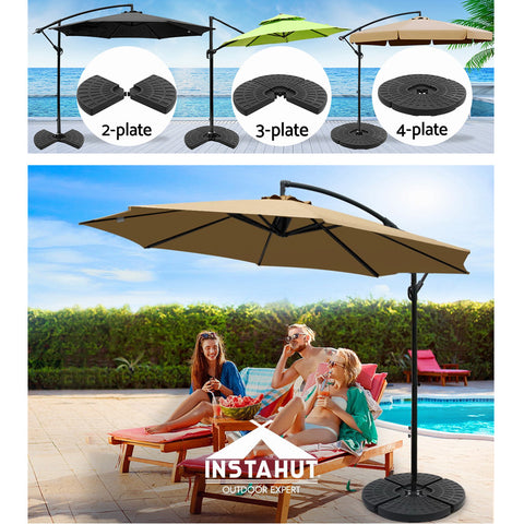 Image of Instahut Outdoor Umbrella Stand 4 x Base Pod Plate Sand/Water Patio Cantilever Fanshaped