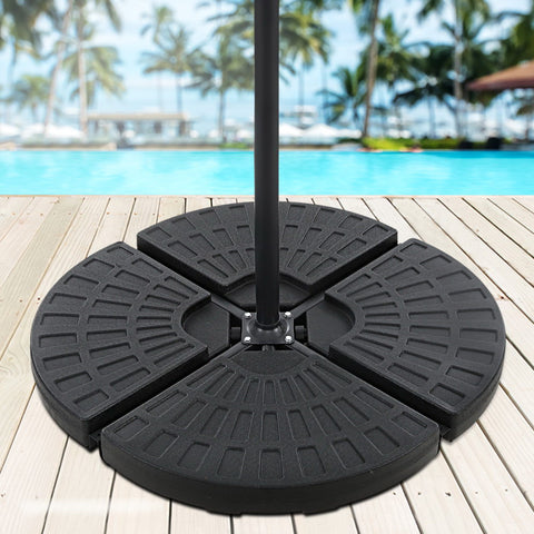 Image of Instahut Outdoor Umbrella Stand 4 x Base Pod Plate Sand/Water Patio Cantilever Fanshaped