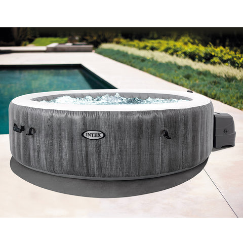 Image of Intex 2.16m PuraSpa Greywood Deluxe Inflatable Outdoor Jet & Bubble Hot Tub/Spa