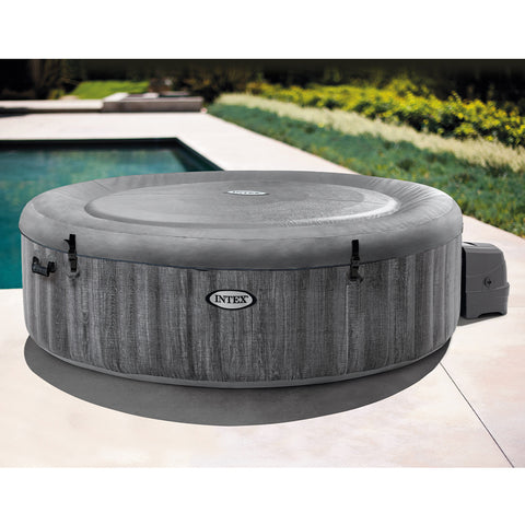 Image of Intex 2.16m PuraSpa Greywood Deluxe Inflatable Outdoor Jet & Bubble Hot Tub/Spa