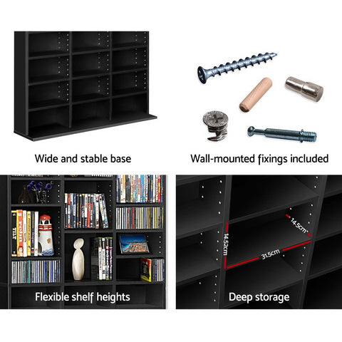 Image of Artiss Adjustable Book Storage Shelf Rack Unit - Black