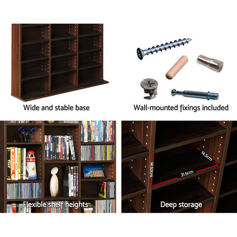 Image of Artiss Bookshelf CD Storage Rack - BERT Brown