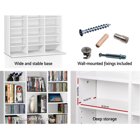 Image of Artiss Adjustable Book Storage Shelf Rack Unit - White