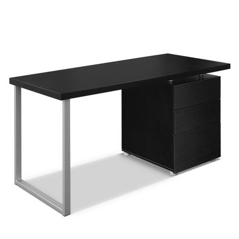 Image of Artiss Metal Desk with 3 Drawers - Black