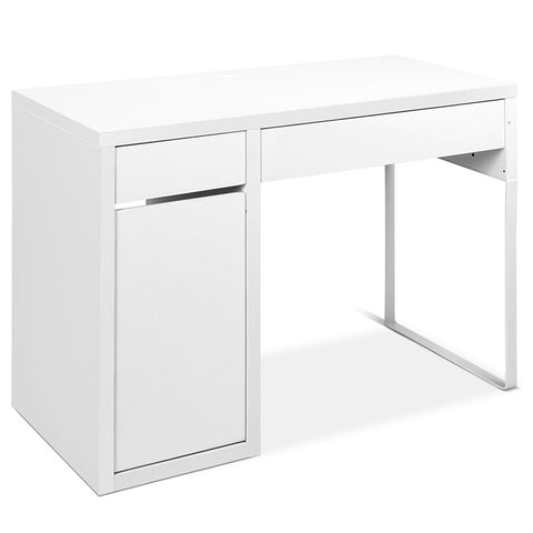 Image of Artiss Metal Desk With Storage Cabinets - White