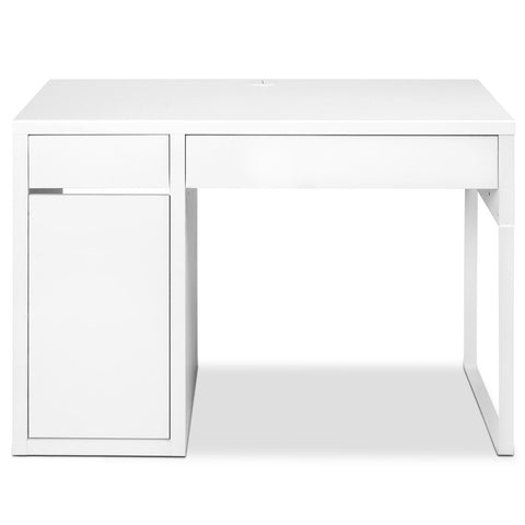 Image of Artiss Metal Desk With Storage Cabinets - White