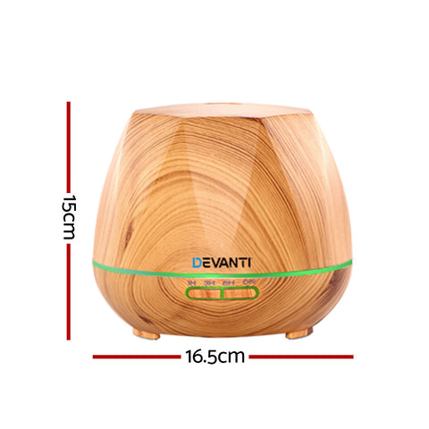 Image of Devanti Ultrasonic Aroma Aromatherapy Diffuser Oil Electric LED Air Humidifier 400ml Light Wood