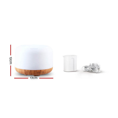 Image of DEVANTI Aroma Diffuser Aromatherapy LED Night Light Air Humidifier Purifier Light Wood Grain 500ml