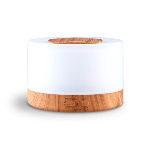 Image of DEVANTI Aroma Diffuser Aromatherapy LED Night Light Air Humidifier Purifier Round Light Wood Grain 500ml Remote Control