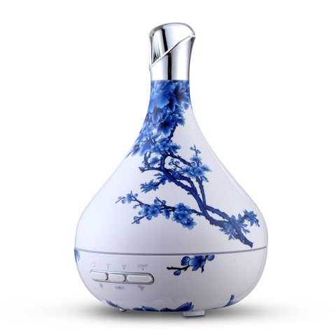 Image of DEVANTI Aroma Diffuser Aromatherapy LED Night Light Air Humidifier Purifier Blue And White Porcelain Pattern 300ml
