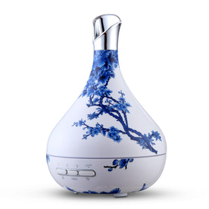 DEVANTI Aroma Diffuser Aromatherapy LED Night Light Air Humidifier Purifier Blue And White Porcelain Pattern 300ml