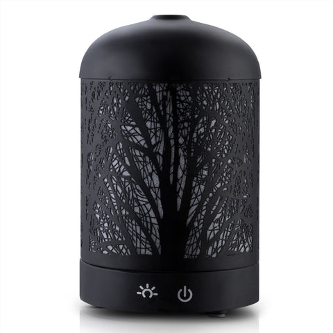 Image of DEVANTI Aroma Diffuser Aromatherapy LED Night Light Iron Air Humidifier Black Forrest Pattern 160ml