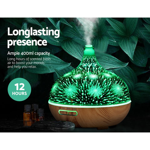 Image of DEVANTI Aroma Aromatherapy Diffuser 3D LED Night Light Firework Air Humidifier Purifier 400ml Remote Control