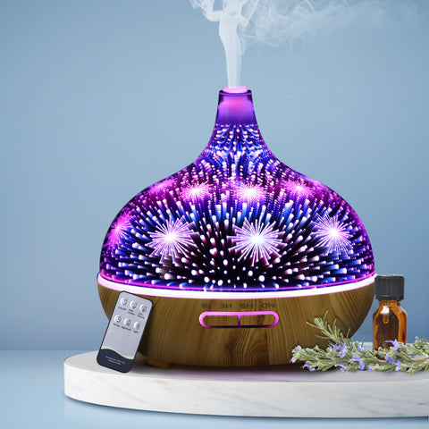 Image of DEVANTI Aroma Aromatherapy Diffuser 3D LED Night Light Firework Air Humidifier Purifier 400ml Remote Control