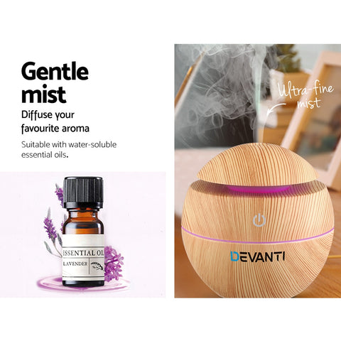 Image of Devanti Aromatherapy Diffuser Aroma Essential Oils Air Humidifier LED Light 130ml
