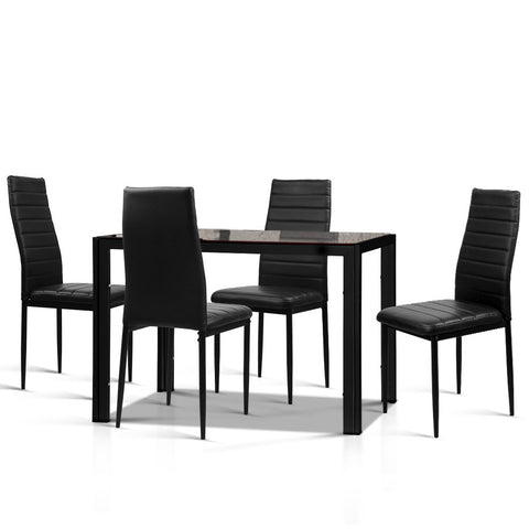 Image of Artiss Astra 5-Piece Dining Table and Chairs Sets - Black