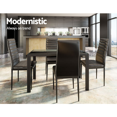 Image of Artiss Astra 5-Piece Dining Table and Chairs Sets - Black