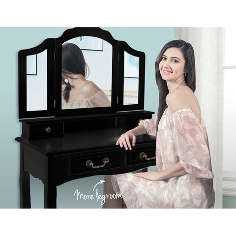 Image of Artiss Dressing Table with Mirror - Black