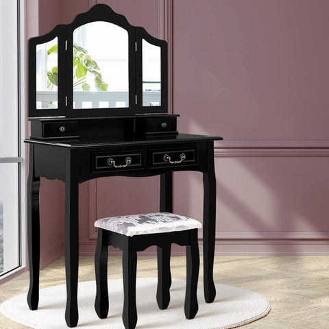 Image of Artiss Dressing Table with Mirror - Black