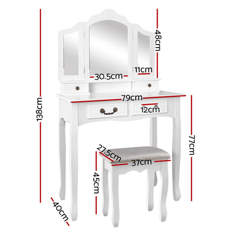 Image of Artiss Dressing Table with Mirror - White