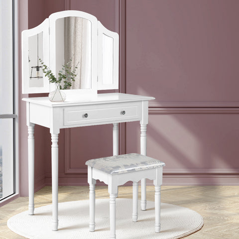 Image of Artiss Dressing Table Stool Mirror Drawer Makeup Jewellery Cabinet Organizer