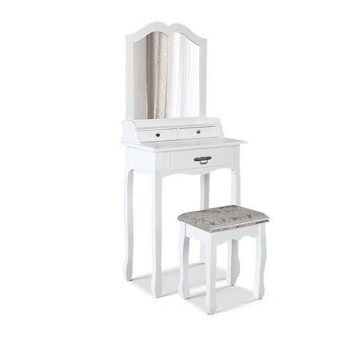 Image of Artiss Dressing Table Stool Mirror Drawer Makeup Jewellery Cabinet White Desk