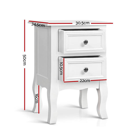 Image of Artiss Bedside Tables Drawers Side Table French Storage Cabinet Nightstand Lamp