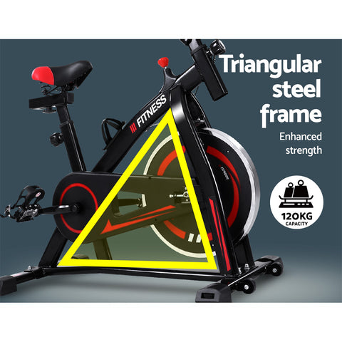 Image of Spin Exercise Bike Flywheel Fitness Commercial Home Workout Gym Machine Bonus Phone Holder Black
