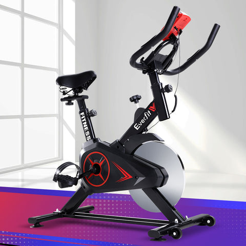 Image of Spin Exercise Bike Flywheel Fitness Commercial Home Workout Gym Phone Holder Black