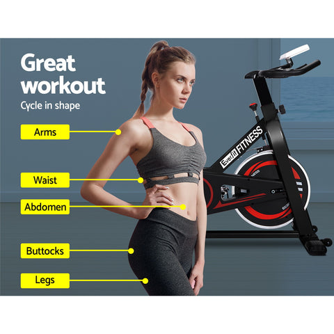Image of Exercise Bike Spin Cycling Fitness Commercial Home Gym Workout Black - Everfit
