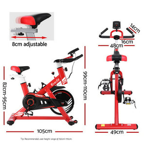 Everfit Spin  Exercise Bike Cycling Fitness Commercial Home Workout Gym Equipment Red