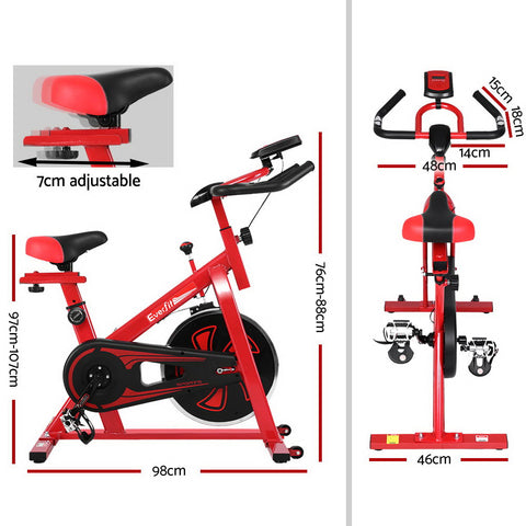 Image of Everfit Spin Exercise Bike Cycling Fitness Commercial Home Workout Gym Equipment Red