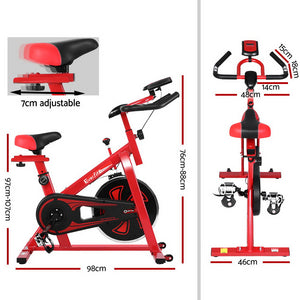 Everfit Spin Exercise Bike Cycling Fitness Commercial Home Workout Gym Equipment Red