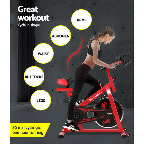 Image of Everfit Spin Exercise Bike Cycling Fitness Commercial Home Workout Gym Equipment Red