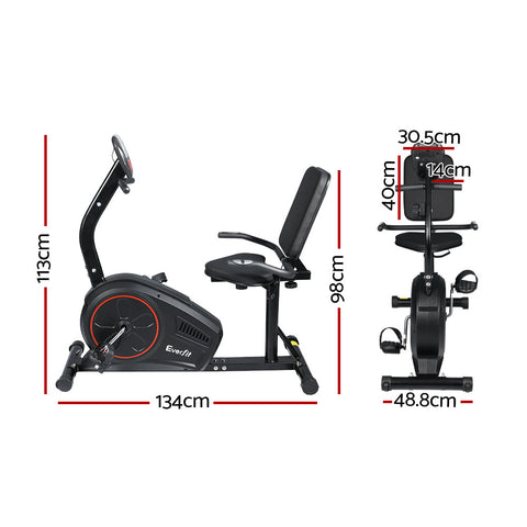 Image of Everfit Magnetic Recumbent Exercise Bike Fitness Trainer Home Gym Equipment Black