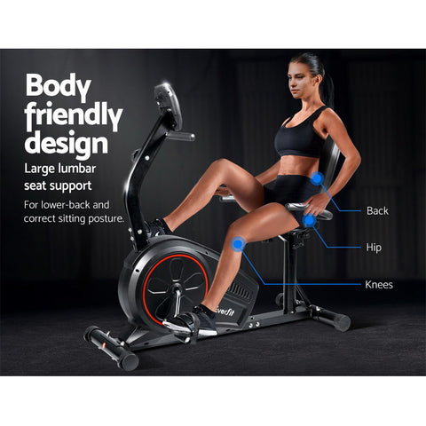 Image of Everfit Magnetic Recumbent Exercise Bike Fitness Trainer Home Gym Equipment Black