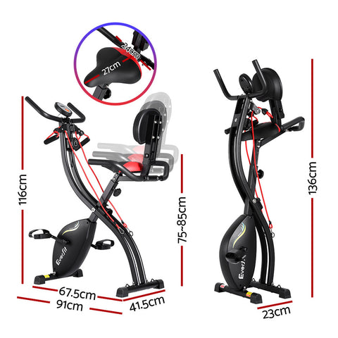 Image of Everfit Folding Exercise Bike Magnetic X-Bike Indoor Cycling Resistance Rope