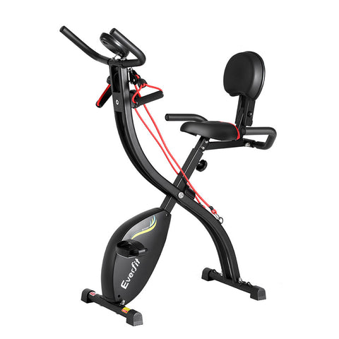 Image of Everfit Folding Exercise Bike Magnetic X-Bike Indoor Cycling Resistance Rope
