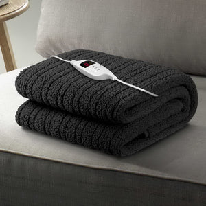 Giselle Bedding Electric Heated Throw Rug Washable Fleece Snuggle Blanket Charcoal