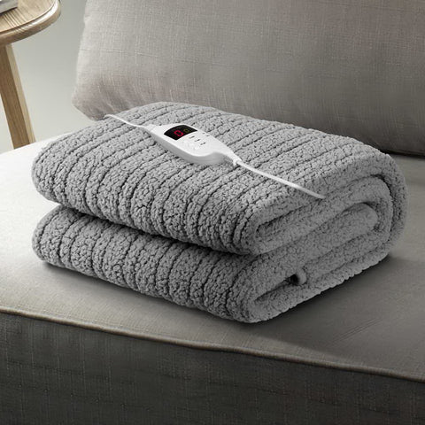 Image of Giselle Bedding Electric Heated Throw Rug Washable Fleece Snuggle Blanket Grey
