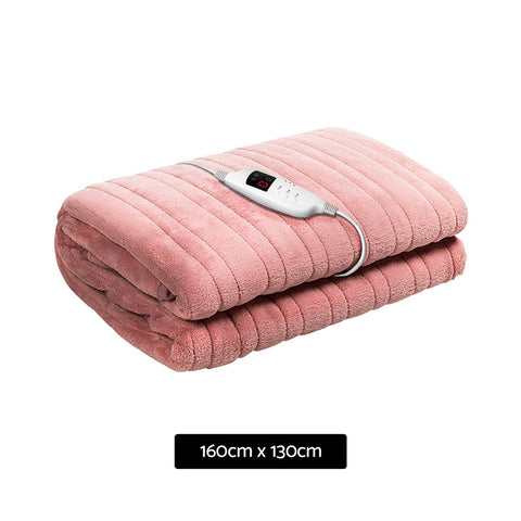 Image of Giselle Bedding Heated Electric Throw Rug Fleece Sunggle Blanket Washable Pink