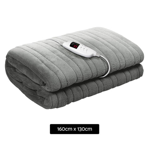 Image of Giselle Bedding Heated Electric Throw Rug Fleece Sunggle Blanket Washable Silver