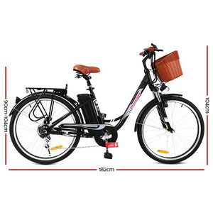 Phoenix 26 Electric Bike eBike e-Bike Bicycle City Battery Motorized with Basket Black"