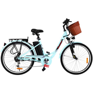 Phoenix 26 Electric Bike eBike e-Bike Bicycle City Battery Motorized with Basket Blue"