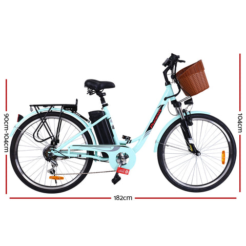 Image of Phoenix 26 Electric Bike eBike e-Bike Bicycle City Battery Motorized with Basket Blue"