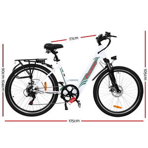 Phoenix 26â€ Electric Bike eBike e-Bike Mountain Bicycle City Battery Motorized White
