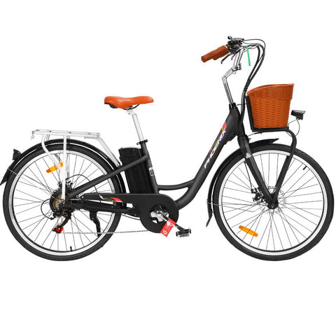 Image of Phoenix 26 Electric Bike eBike e-Bike City Bicycle Vintage Style LG Battery Motorized Basket Black"