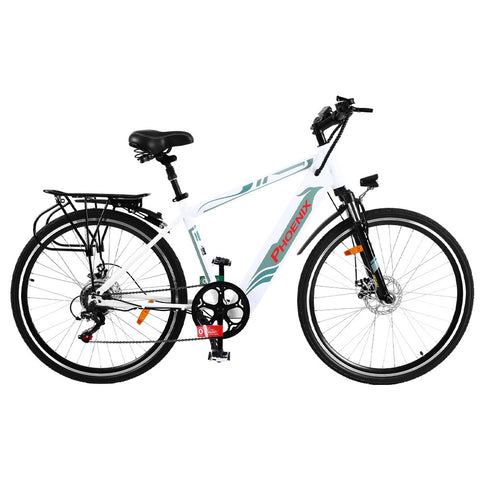 Image of Phoenix 27 Electric Bike eBike e-Bike Mountain Bicycle City Battery Motorized White"