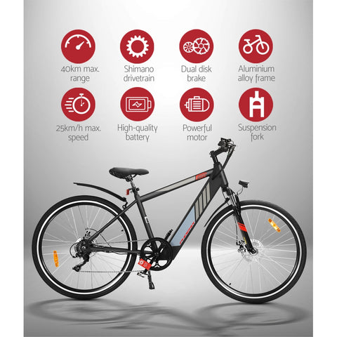 Image of Phoenix 27" Electric Bike Mountain Bicycle eBike e-Bike City Lithium Battery