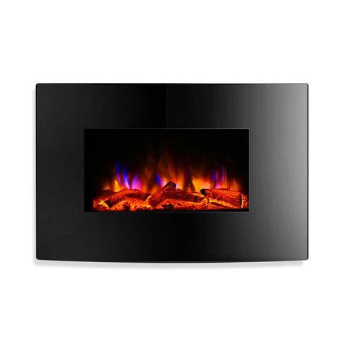 Image of Devanti 2000W Wall Mounted Electric Fireplace Fire Log Wood Heater Realistic Flame